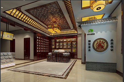 南林乡古朴典雅的中式茶叶店大堂设计效果图